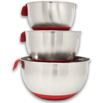 Stainless Steel Mixing Bowls Set with Pouring Spouts & Non-Slip Silicone Base and Handles
Stainless Steel Mixing Bowls Set with Pouring Spouts & Non-Slip Silicone Base and Handles
