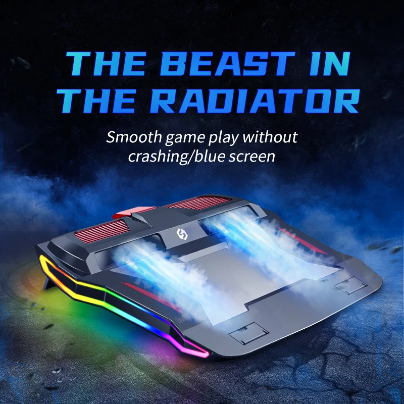 RGB Охладитель для ноутбука Игровая Регулируемая подставка 3000 об / мин Мощная