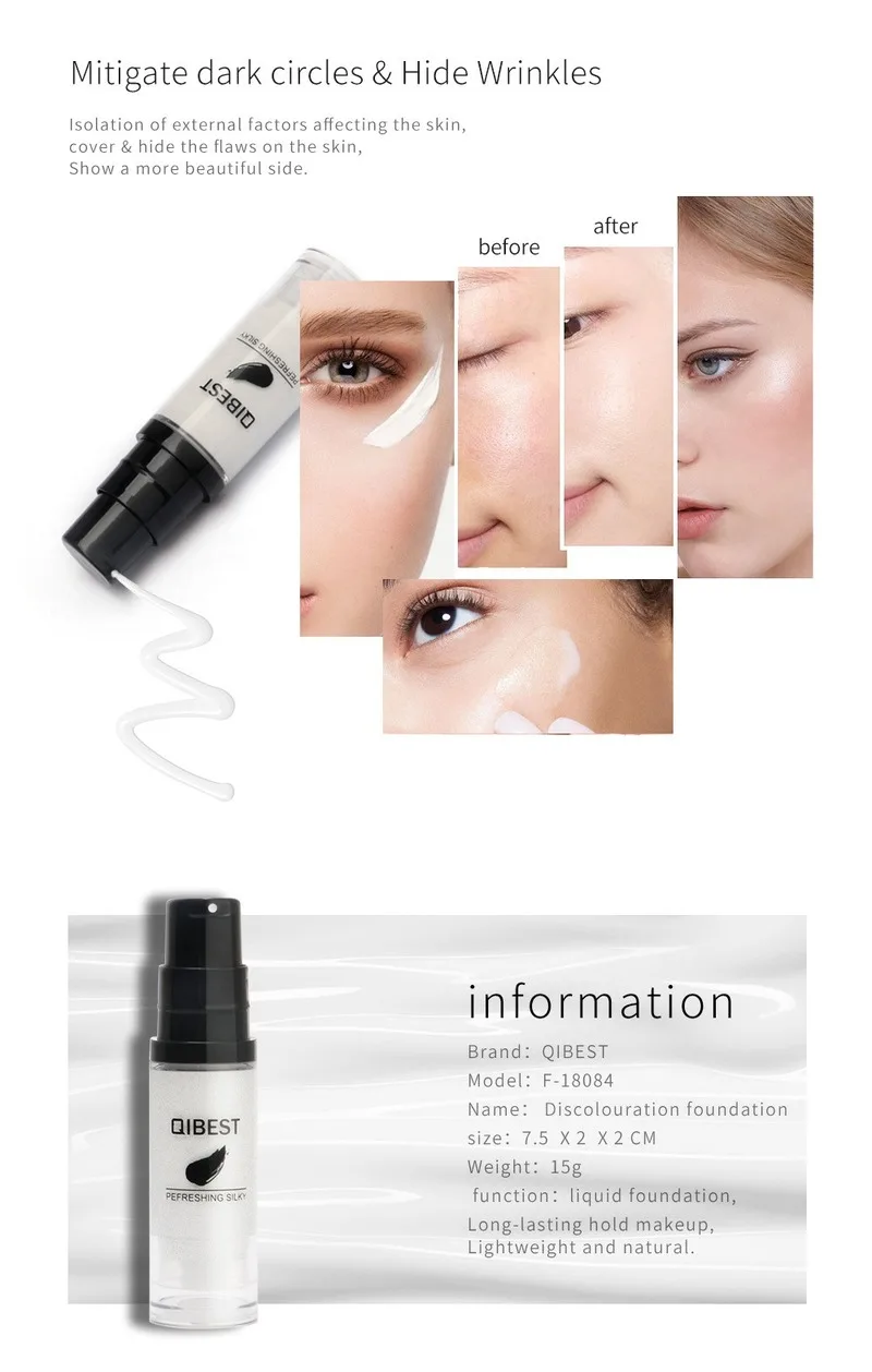 15g Makeup Liquid Face Fundation Temperature Natural Concealer Foundation Lightweight Oil-Control Discoloration Fundation
15g Makeup Liquid Face Fundation Temperature Natural Concealer Foundation Lightweight Oil-Control Discoloration Fundation