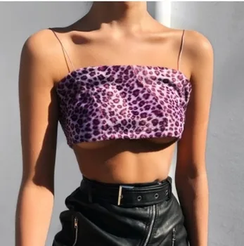 Camis Woman Sexy Leopard Crop Tops Summer Strapless Square Collar Printing Purple Tanks Ladies Tank Top Pullovers Chiffion 
Camis Woman Sexy Leopard Crop Tops Summer Strapless Square Collar Printing Purple Tanks Ladies Tank Top Pullovers Chiffion