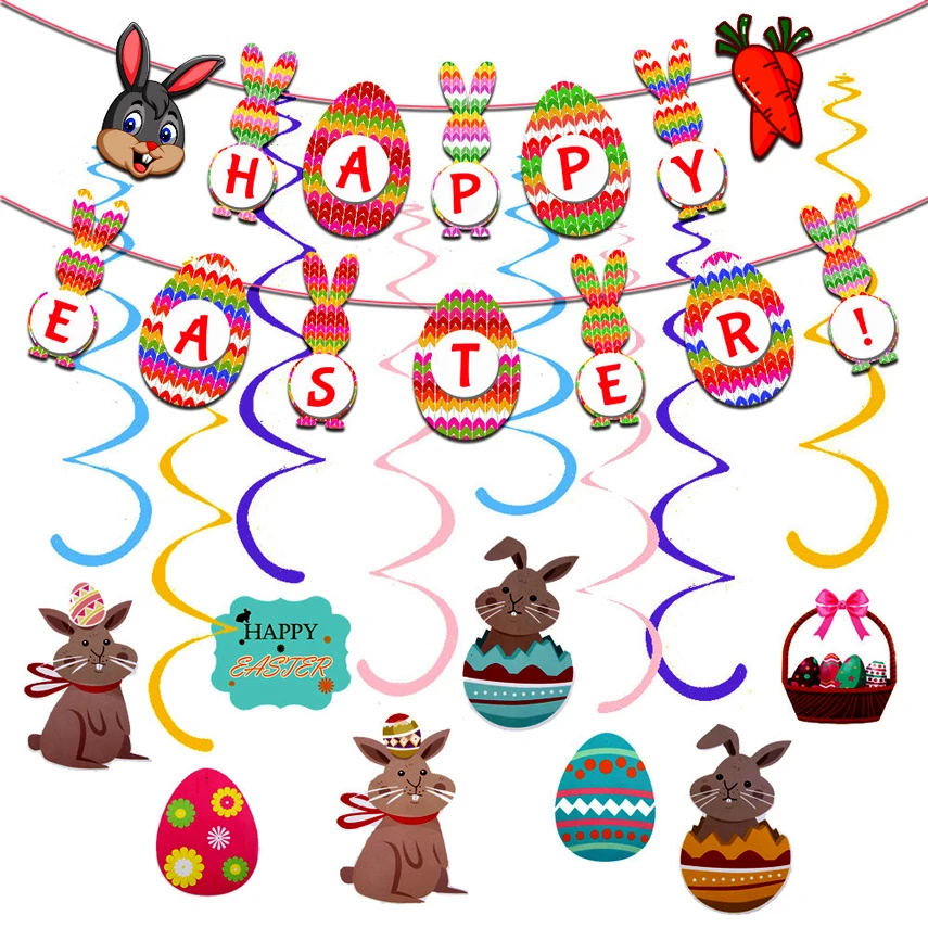 Happy Easter Banner Egg Bunny Easter Hanging spiral Ceiling Decoration for Home Office School Easter Themed Party Decoration
Happy Easter Banner Egg Bunny Easter Hanging spiral Ceiling Decoration for Home Office School Easter Themed Party Decoration