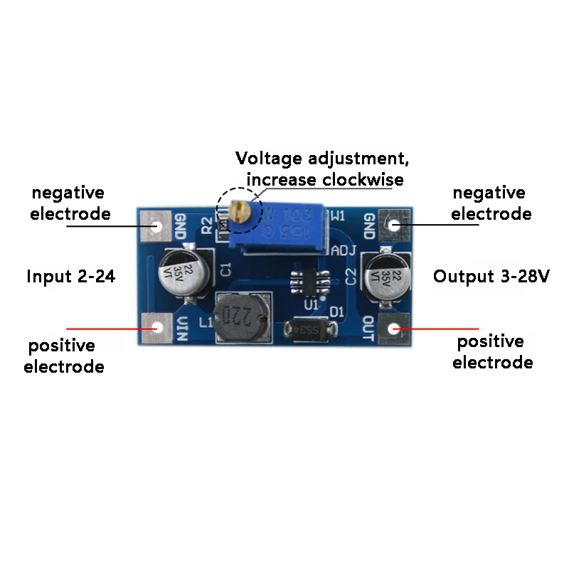 DC-DC SX1308 Step-up Booster Adjustable Power Supply DC DC Step Up Boost Converter Adapter Module 2-24V to 2-28V 2A Electronics
DC-DC SX1308 Step-up Booster Adjustable Power Supply DC DC Step Up Boost Converter Adapter Module 2-24V to 2-28V 2A Electronics