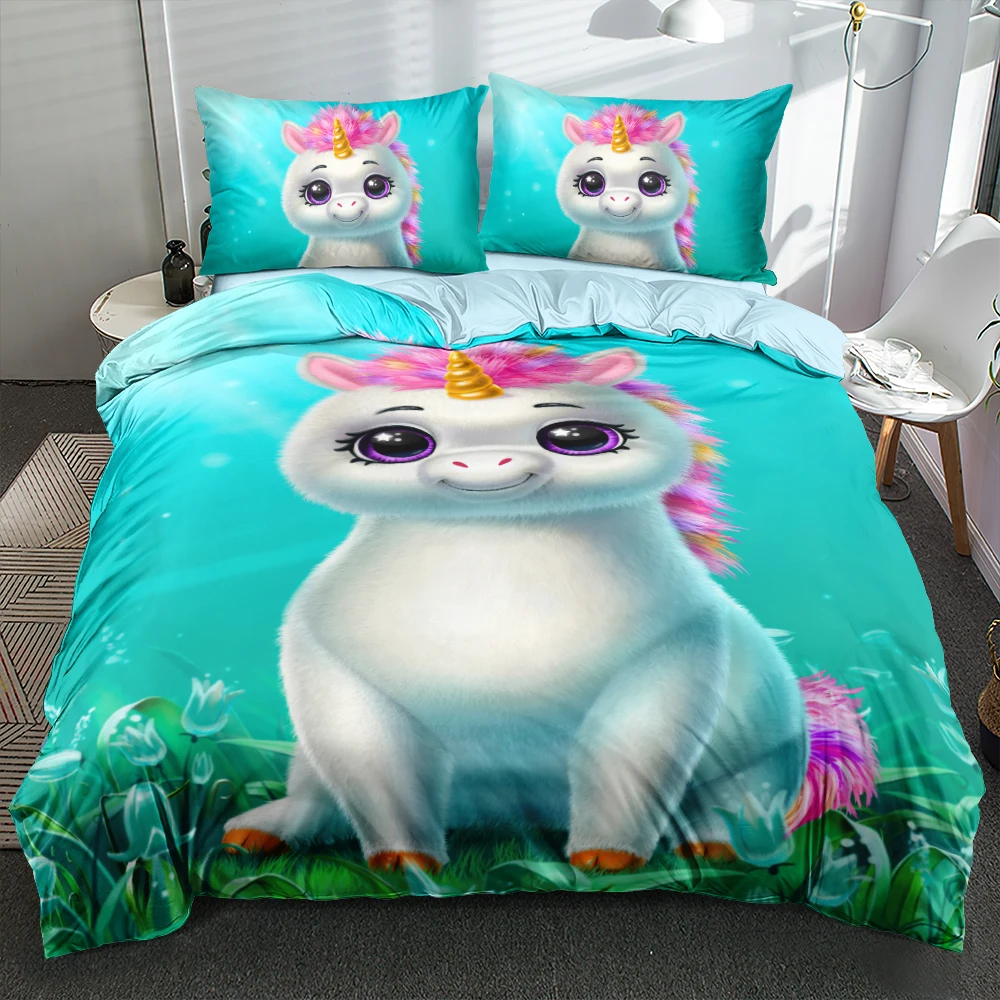 

Комплект постельного белья с пододеяльником, синий мультяшный 3D комплект постельного белья, единорог, двойное, односпальное, двойное одеяло/пододеяльники, удобное искусственное одеяло