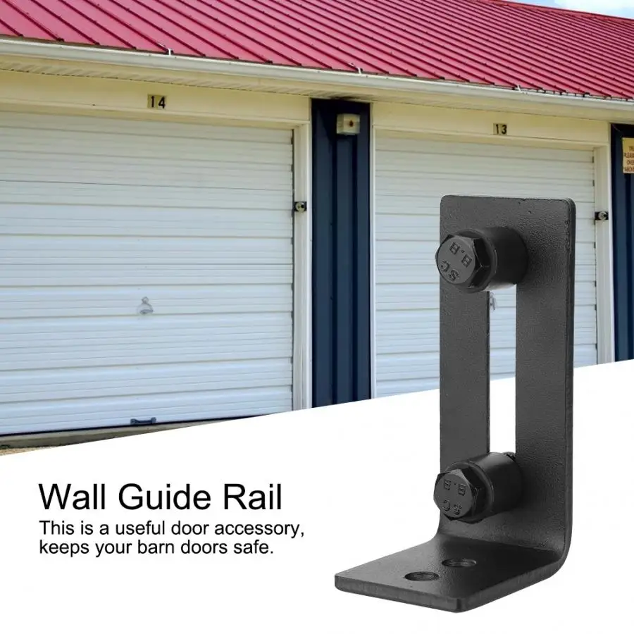 

Black Steel Barn Door Hardware Sliding Bottom Floor Wall Guide Rail with Screws sliding door wheels rollers