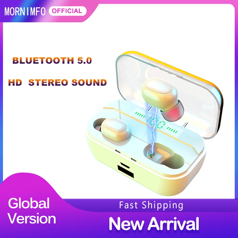 Bluetooth Earphones V5.0 TWS Fingerprint Touch LED Display Auto Pair HD Stereo Sound 9D Noise Cancelling Music Gaming Earphones
Bluetooth Earphones V5.0 TWS Fingerprint Touch LED Display Auto Pair HD Stereo Sound 9D Noise Cancelling Music Gaming Earphones