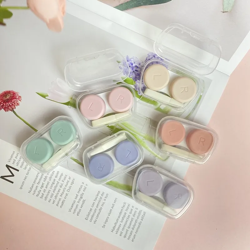 1PCS Contact Lens Case Holder Tweezer Container Cute Solid Color Colored Lenses Travel Kit Box Gift | Аксессуары для одежды