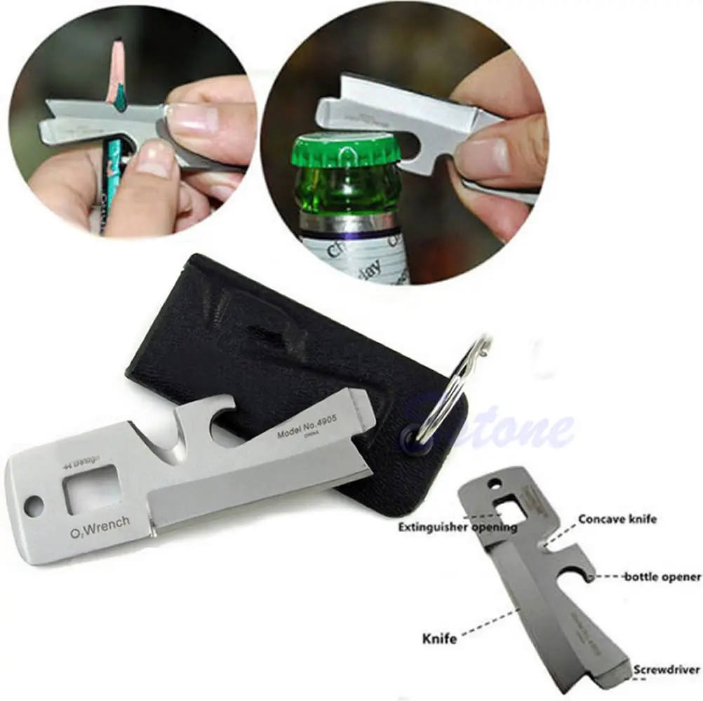 5in1 Stainless Multi Tool EDC Pocket Survival Bottle Opener Screwdriver Keychain