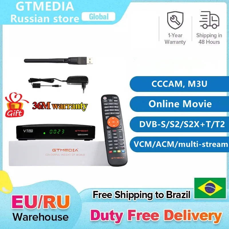 2020 GTMEDIA V7 Pro Satellite TV Receiver DVB-S2 S2X T2 COMBO H.265 HEVC 10Bit USB WiFi Ccam CA Card Slot BOX PK PLUS V7S | Электроника