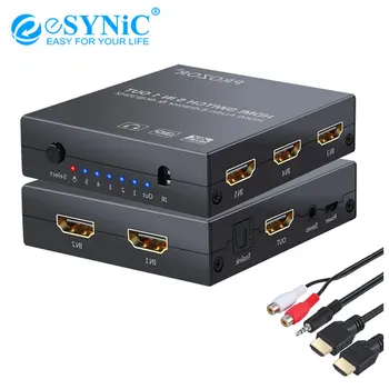 eSYNiC 4K 3D HDMI Switcher with Audio Extractor IR Remote HDMI Audio Converter Optical Toslink output and stereo output with RCA
eSYNiC 4K 3D HDMI Switcher with Audio Extractor IR Remote HDMI Audio Converter Optical Toslink output and stereo output with RCA