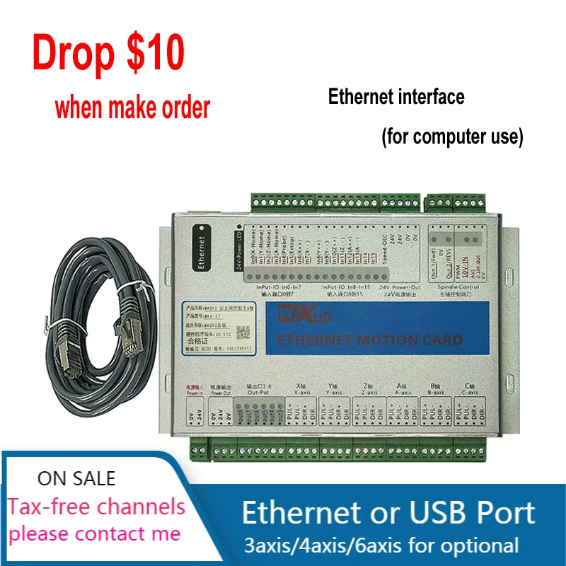 New Ethernet Port 2MHz Mach3 CNC Motion Control Card MK3 MK4 MK6 Controller Engraving Machine Wood Router Breakout Board
New Ethernet Port 2MHz Mach3 CNC Motion Control Card MK3 MK4 MK6 Controller Engraving Machine Wood Router Breakout Board