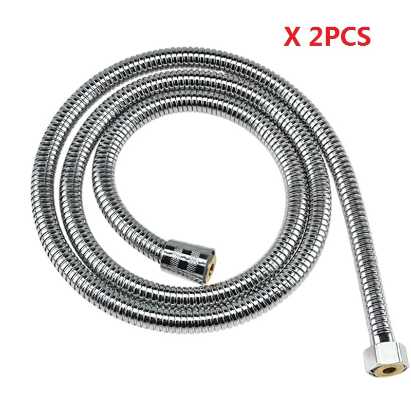 

2PCS 1.5m 2m Shower Hose Soft Shower Pipe Silver Color Common Flexible Bathroom Water Pipe Stainless steel