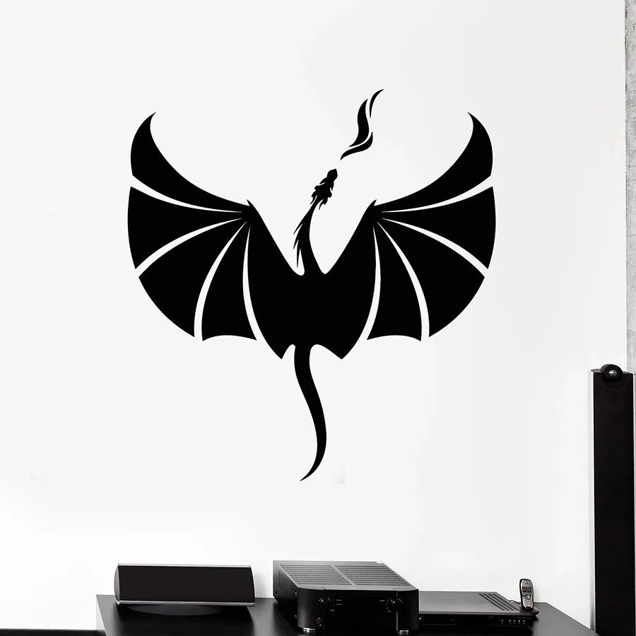 Dragon Wall Decal Abstract Art Flying Fire Fantasy Vinyl Window Stickers Creative Bedroom Man Cave Interior Decor Mural M048 | Дом и сад