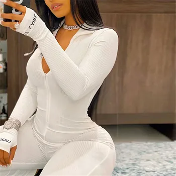 Knit Ribbed Rompers Active Wear Womens Long Sleeve Jumpsuit Sporty Workout Fitness Embroidery Letter Print Zipper Jogger G1421
Knit Ribbed Rompers Active Wear Womens Long Sleeve Jumpsuit Sporty Workout Fitness Embroidery Letter Print Zipper Jogger G1421