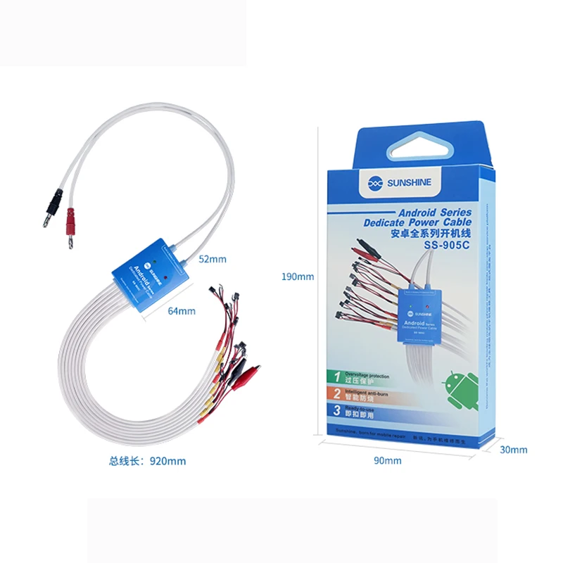 Sunshine SS-905C Android Test Cable Power Supply One button Boot control line for huawei xiaomi oppo samsung motherboard repair
Sunshine SS-905C Android Test Cable Power Supply One button Boot control line for huawei xiaomi oppo samsung motherboard repair