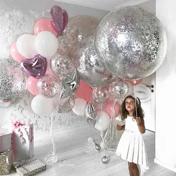 36inch Silver Confetti Balloon Pink White Latex Balloon Silver Theme Wedding Birthday Party Decoration Princes Baby Shower 
36inch Silver Confetti Balloon Pink White Latex Balloon Silver Theme Wedding Birthday Party Decoration Princes Baby Shower