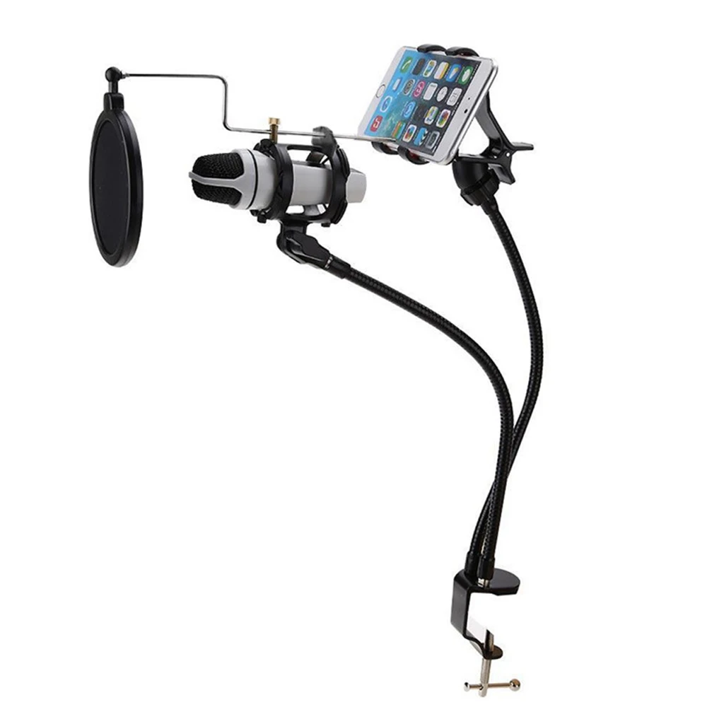 Adjustable Microphone Stand with Smartphone Holder Clamp and Mesh Mic Filter for Live Room Studio
Adjustable Microphone Stand with Smartphone Holder Clamp and Mesh Mic Filter for Live Room Studio