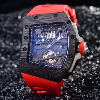 Brand New Men Automatic Mechanical Red Black Blue Rubber Bracelet Watches Tourbillion Limited Sapphire Glass Back Carbon Fiber
Brand New Men Automatic Mechanical Red Black Blue Rubber Bracelet Watches Tourbillion Limited Sapphire Glass Back Carbon Fiber