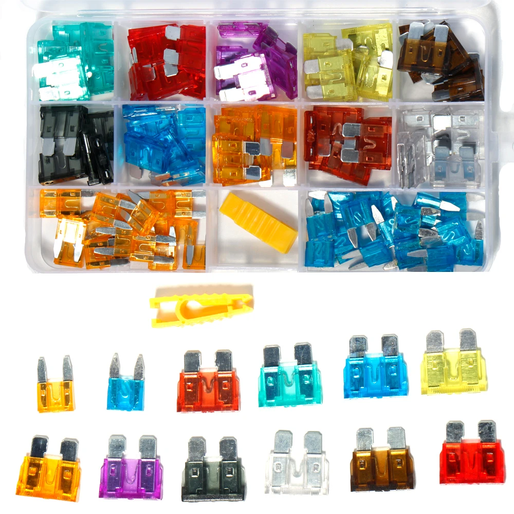 Auto Car Fuse with Box Clip 100PCS 1A 3A 5A 10A 15A 20A 25A 30A 40A Amp Assortment Blade Type Set Truck MINI Vehicle Boat SUV
Auto Car Fuse with Box Clip 100PCS 1A 3A 5A 10A 15A 20A 25A 30A 40A Amp Assortment Blade Type Set Truck MINI Vehicle Boat SUV