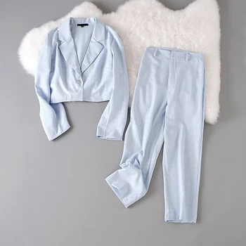 Cthink Good Quality Two Suit Sets Blue Plaid Women Sets Stylish Short Women's Suit And Pant Two Piece Set Women Autumn 2020 New
Cthink Good Quality Two Suit Sets Blue Plaid Women Sets Stylish Short Women's Suit And Pant Two Piece Set Women Autumn 2020 New