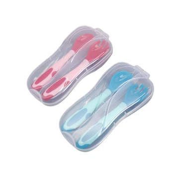 Bendable Baby Fork +Spoon Set Temperature Discoloration Non-slip Handle with Transparent Storage Box
Bendable Baby Fork +Spoon Set Temperature Discoloration Non-slip Handle with Transparent Storage Box