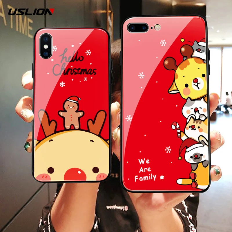 USLION For iPhone 7 Case Merry Christmas Style Phone Cover For iPhone X XR XS MAX 7 8 7Plus 6 6S Plus Tempered Glass Back Cover
USLION For iPhone 7 Case Merry Christmas Style Phone Cover For iPhone X XR XS MAX 7 8 7Plus 6 6S Plus Tempered Glass Back Cover