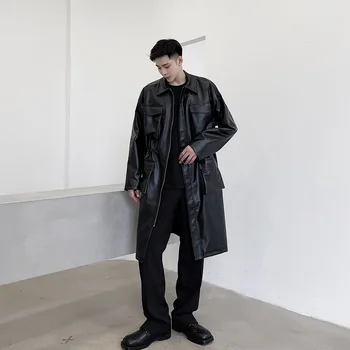 New Men Multiple Pockets Long Leather Trenchcoat Outerwear Male Japan Korea Streetwear Vintage Faux Leather Trench Jacket Coat
New Men Multiple Pockets Long Leather Trenchcoat Outerwear Male Japan Korea Streetwear Vintage Faux Leather Trench Jacket Coat