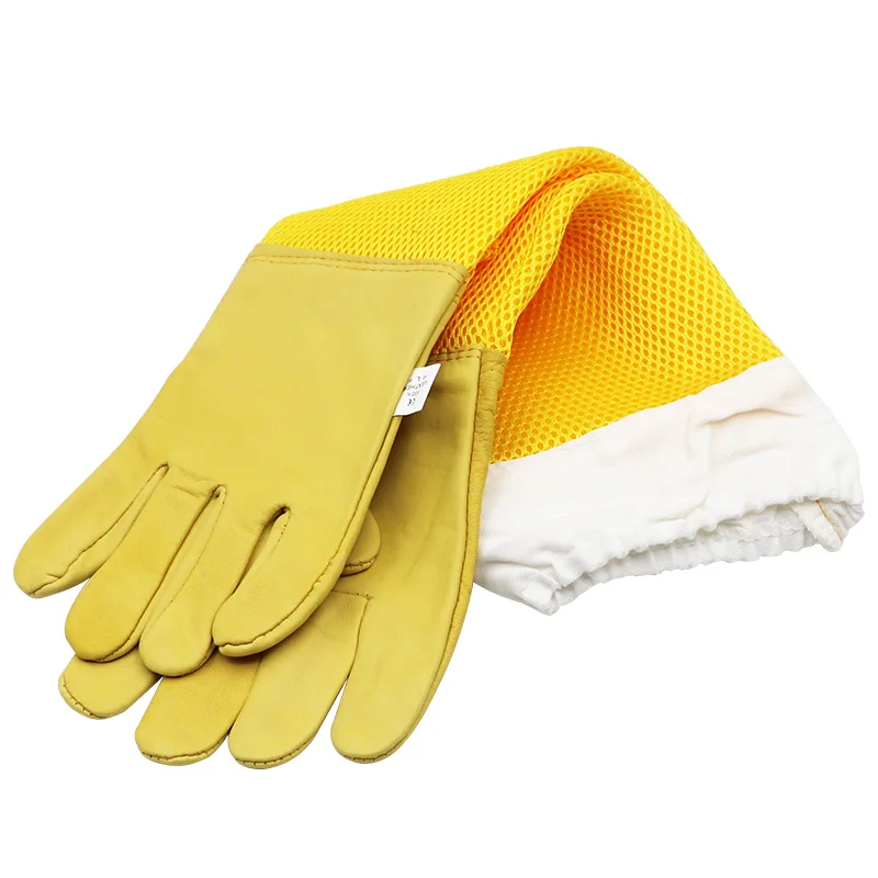 

Beekeeping Gloves Artificial Sheepskin Breathable Material Bee Tools Mesh Hollow Breathable Anti-Bee Apiculture Gloves