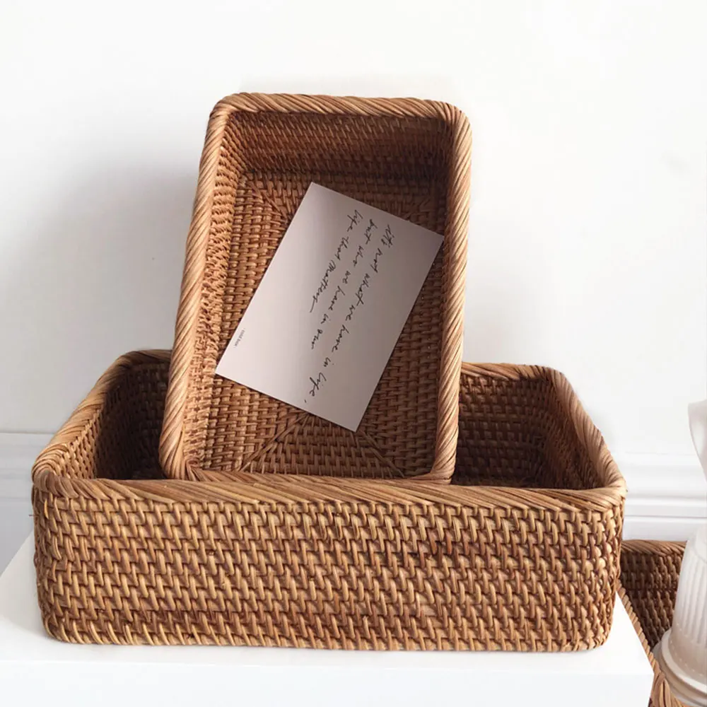 Manual Rectangular Weaving Rattan Wicker Basket Tea Plate Bread Hand-knitted Box Simple Portable Picnic Storage Box Kitchen tool
Manual Rectangular Weaving Rattan Wicker Basket Tea Plate Bread Hand-knitted Box Simple Portable Picnic Storage Box Kitchen tool