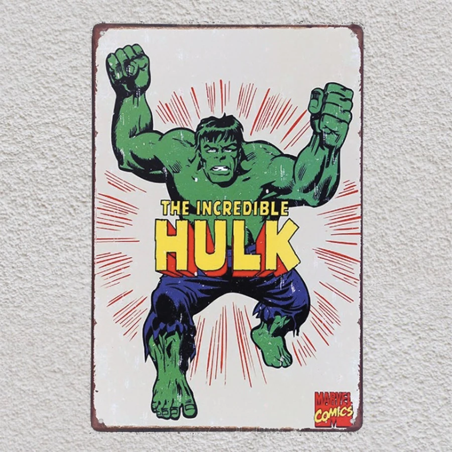 1 шт. Супергерой Hulk магазин marvel оловянные пластины настенные украшения Прямая