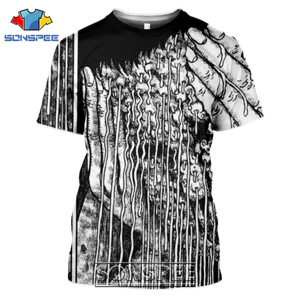 Junji Ito T-shirts SONSPEE 3D Print Men Women Casual Japanese Streetwear Harajuku Hip Hop Horror Aesthetic Anime Tees Tops Shirt (4)