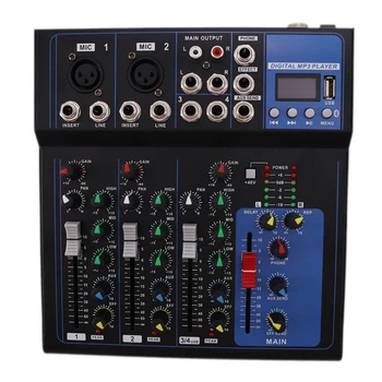 4 Channels Bluetooth DJ Mixer Sound Mixing Console with USB MP3 Jack Live Audio Mixer for Karaoke KTV /EU Plug
4 Channels Bluetooth DJ Mixer Sound Mixing Console with USB MP3 Jack Live Audio Mixer for Karaoke KTV /EU Plug