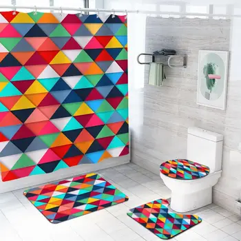 Colorful Pattern Shower Curtain Bathroom Mat Toilet Cushion Cover Non-Slip Toilet Cover Carpet Bath Mat Flannel Bath Mat Cover
Colorful Pattern Shower Curtain Bathroom Mat Toilet Cushion Cover Non-Slip Toilet Cover Carpet Bath Mat Flannel Bath Mat Cover