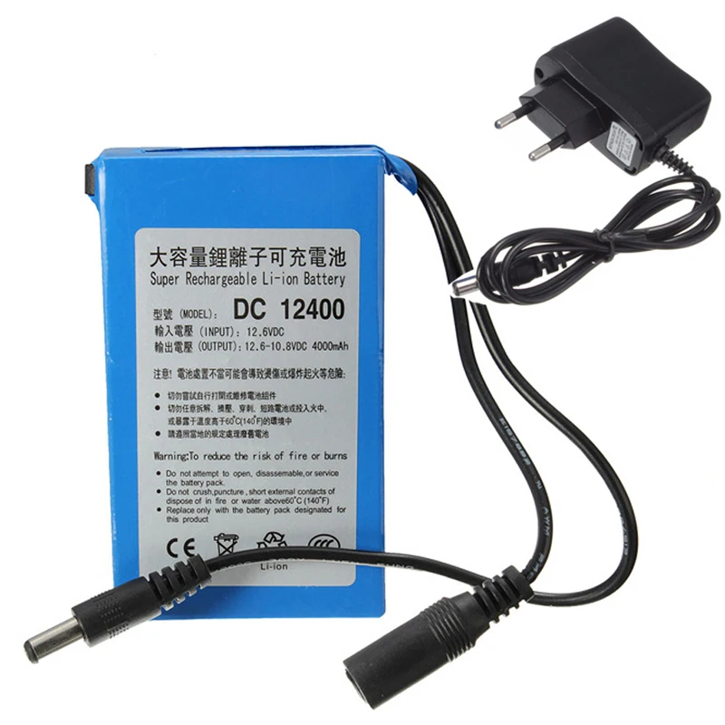 MLWLE DC 12V 4000MAH перезаряжаемая портативная литий ионная батарея 4000mAh DC12400 с вилкой
