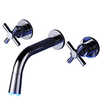 Hotel Restaurant Bathroom Concealed Faucet Two Hand Wheel Three Holes Into The Wall Faucet with LED Light Temperature Control Fa
Hotel Restaurant Bathroom Concealed Faucet Two Hand Wheel Three Holes Into The Wall Faucet with LED Light Temperature Control Fa