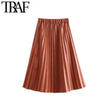 TRAF Women Vintage Elegant Faux Leather Pleated Midi Skirt Fashion A Line Elastic Waist Female PU Skirts Casual Faldas Mujer
TRAF Women Vintage Elegant Faux Leather Pleated Midi Skirt Fashion A Line Elastic Waist Female PU Skirts Casual Faldas Mujer