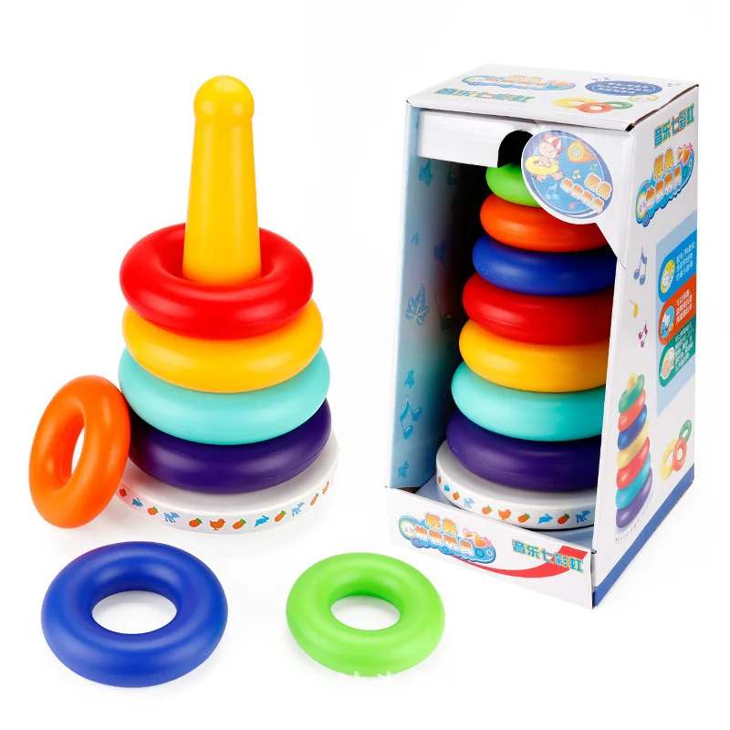 Seven-Color Rainbow Tower Jenga Stack-up Tumbler Throw the Circle Ring Baby ENLIGHTEN Early Education Rattle Ring Throwing Toy
Seven-Color Rainbow Tower Jenga Stack-up Tumbler Throw the Circle Ring Baby ENLIGHTEN Early Education Rattle Ring Throwing Toy