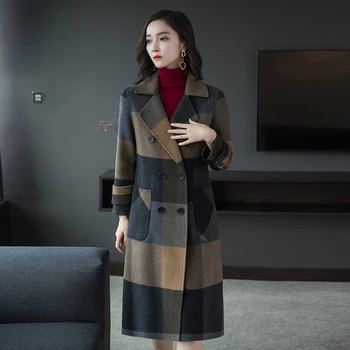 2019 Spring&winter NEW Women's wear coat Superior quality Double faced cashmere Overcoat female lattice Woolen cloth jacket
2019 Spring&winter NEW Women's wear coat Superior quality Double faced cashmere Overcoat female lattice Woolen cloth jacket