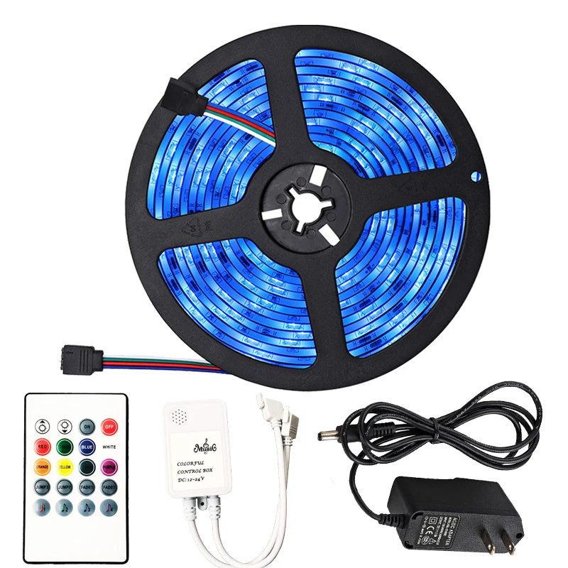 12V LED Strip Lights SMD 5050 RGB 16.4Ft(5M) Waterproof IP20 Black PCB Board Lighting 60leds/m 44 Keys IR Remote Controller
12V LED Strip Lights SMD 5050 RGB 16.4Ft(5M) Waterproof IP20 Black PCB Board Lighting 60leds/m 44 Keys IR Remote Controller