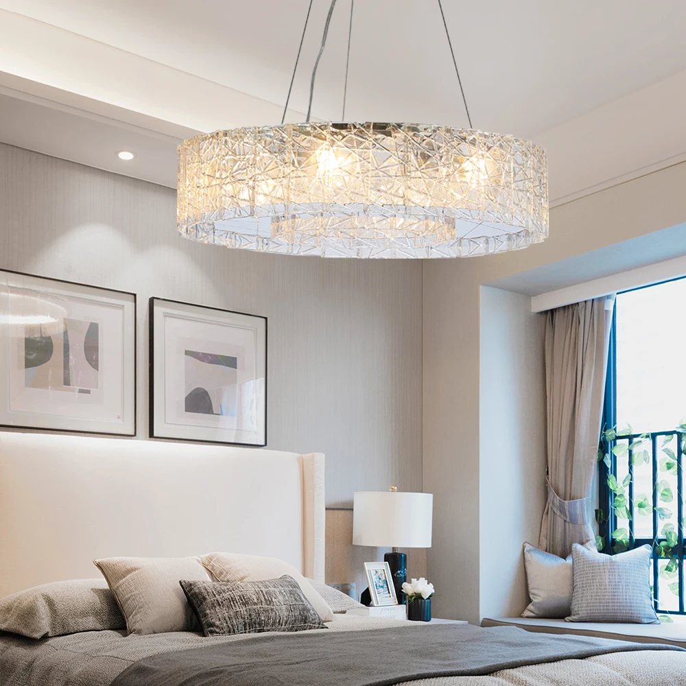 Modern chrome chandelier lighting round dining room living room bedroom hanging lamp stainless steel light fixtures 
Modern chrome chandelier lighting round dining room living room bedroom hanging lamp stainless steel light fixtures