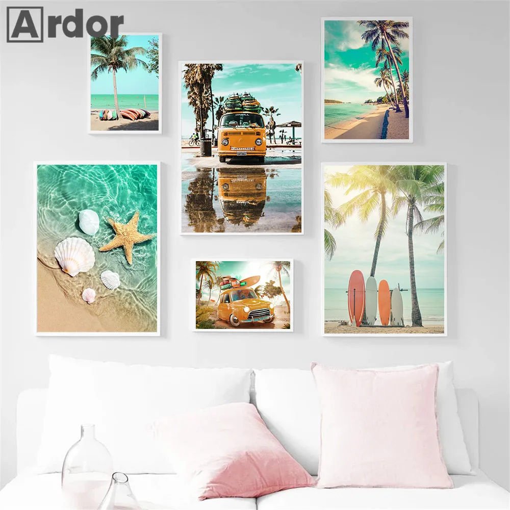 Sea Beach Starfish Shell Poster Coconut Tree Surfboard Wall Art Canvas Painting Travel Print Nordic Wall Pictures Bedroom Decor
Sea Beach Starfish Shell Poster Coconut Tree Surfboard Wall Art Canvas Painting Travel Print Nordic Wall Pictures Bedroom Decor