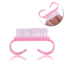 2 stuks Nail Art Plastic Borstel Vinger Nail Care Dust Schoon Handle Schrobben Brush Tool File Manicure Pedicure(China)