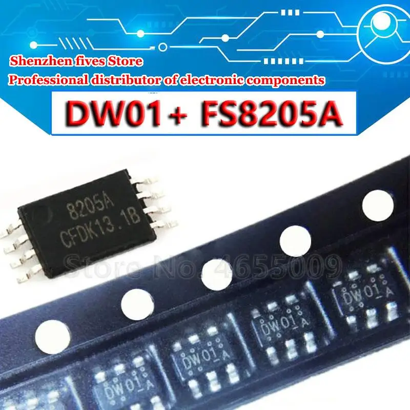 20pcs ( DW01+ 8205A ) each 10pcs FS8205A FS8205 combination SOP23-6 battery protection chip | Электронные компоненты и