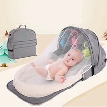 תינוק נסיעות נייד נייד עריסה תינוק קן עריסת יילוד רב-פונקציה מתקפל מיטת ילד מתקפל כיסא עם צעצועי יתושים נטו(China)