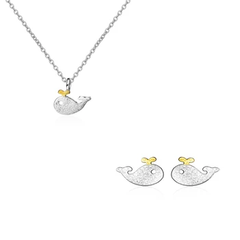Cute 925 Sterling Silver Jewelry Sets For Women Little Yellow Whale Dolphin Marine Animal Pendant Necklace+Earrings Lover Gift
Cute 925 Sterling Silver Jewelry Sets For Women Little Yellow Whale Dolphin Marine Animal Pendant Necklace+Earrings Lover Gift