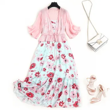 Summer 2 Piece Dress Women 2020 New Elegant Clothing Flare Sleeve Top and Floral Print Spaghetti Strap Dress Fashion Vestidos
Summer 2 Piece Dress Women 2020 New Elegant Clothing Flare Sleeve Top and Floral Print Spaghetti Strap Dress Fashion Vestidos