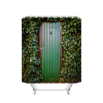Green Leaf Wooden Door Bathroom Shower Curtain Waterproof Fabric Polyester, White Plastic Hook 72" (W) X 84" (High)
Green Leaf Wooden Door Bathroom Shower Curtain Waterproof Fabric Polyester, White Plastic Hook 72" (W) X 84" (High)