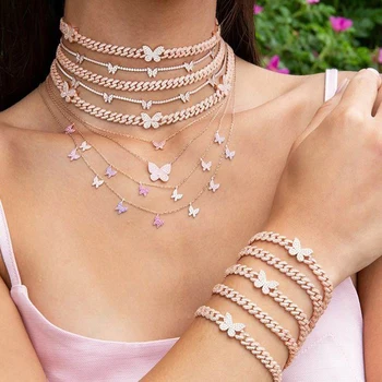 6MM Iced Out Bling cz Miami Cuban Link Chain Butterfly Necklace Bracelet 2Row 5A cz Butterfly Choker women Hip Hop jewelry Set
6MM Iced Out Bling cz Miami Cuban Link Chain Butterfly Necklace Bracelet 2Row 5A cz Butterfly Choker women Hip Hop jewelry Set