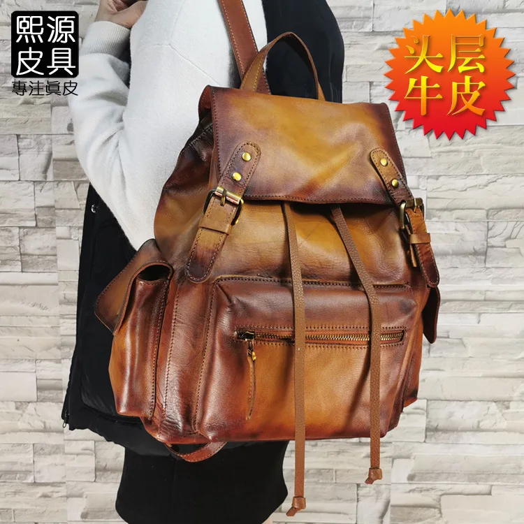 WOMEN'S Leather Bags Hand-rub Color Fashion And Personality Backpack Retro Backpack Full-grain Leather School Bag Large Capacity
WOMEN'S Leather Bags Hand-rub Color Fashion And Personality Backpack Retro Backpack Full-grain Leather School Bag Large Capacity