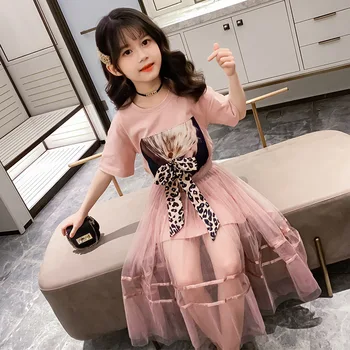 2020 Summer New Girls Skirt Set Children Creativity Leopard Bow Kids Short-sleeve O-Neck T-Shirt +Skirt 2 Pcs Suit 
2020 Summer New Girls Skirt Set Children Creativity Leopard Bow Kids Short-sleeve O-Neck T-Shirt +Skirt 2 Pcs Suit