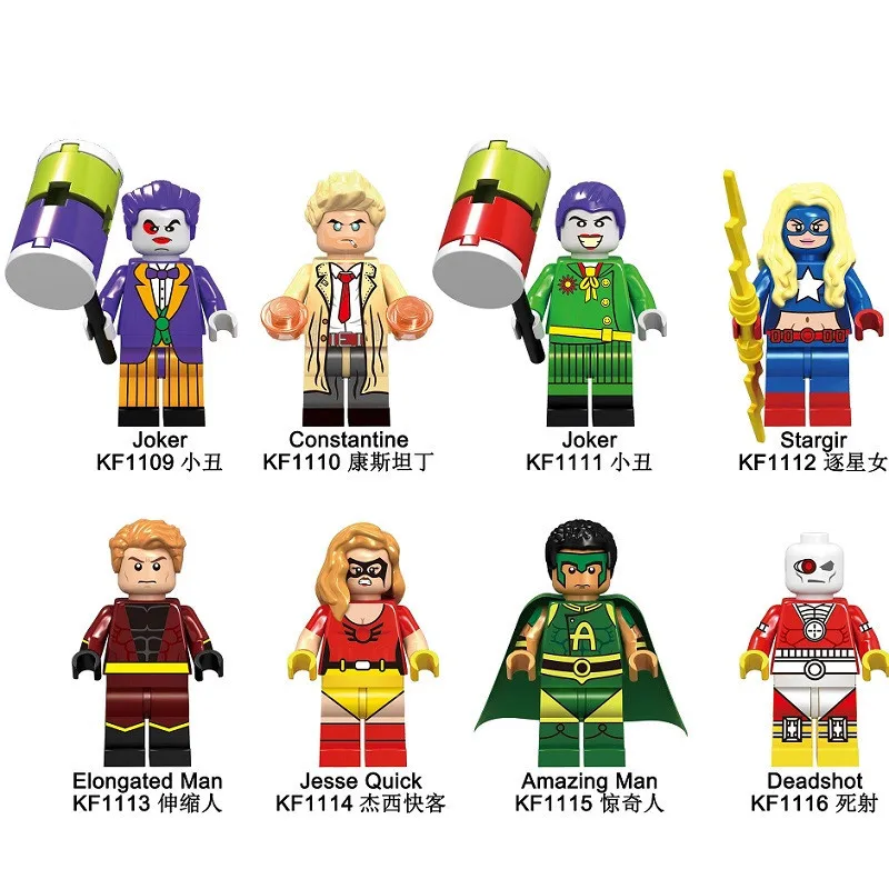 KF6081 8Pcs Building Blocks Super Heroes Joker Constantine Stargirl Jesse Quick Amazing Man Deadshot Figures For ChildrenToys
KF6081 8Pcs Building Blocks Super Heroes Joker Constantine Stargirl Jesse Quick Amazing Man Deadshot Figures For ChildrenToys
